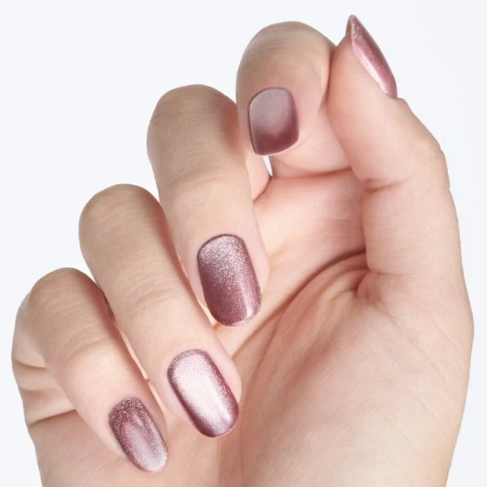 Gel Nail Polish SP651 Iridescent Mauve Cat Eye - Rose Mauve Gel Polish with Cat Eye Effect - detail 1