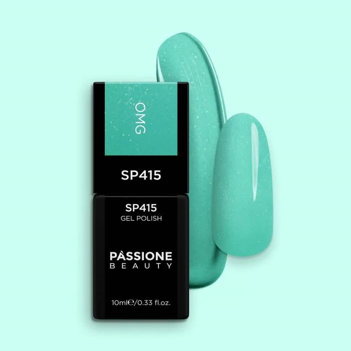 Gel Nail Polish GP415 Omg - Aquamarine gel polish with pearlescent effect