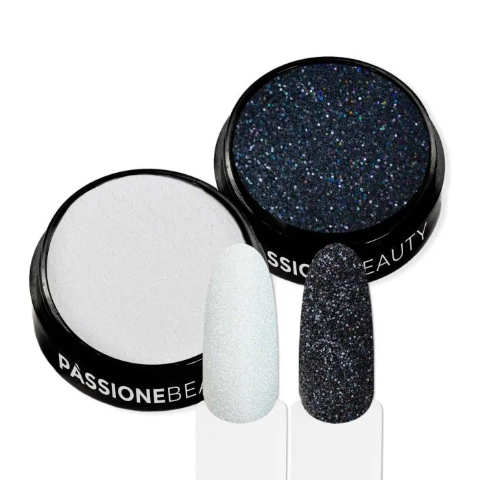 Snob Sugar Glitter - Holographic black and white nail glitter