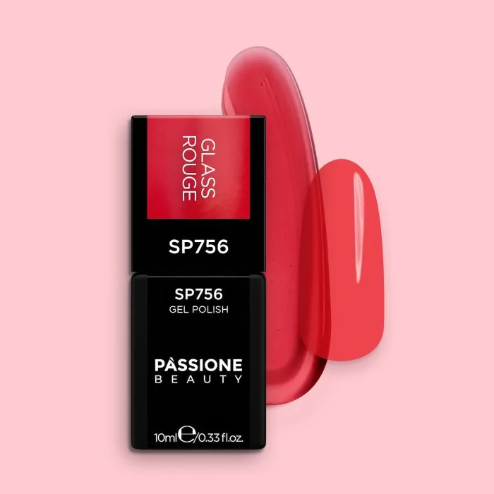 Vernis semi-permanent couleur SP756 Glass Rouge - Vernis semi-permanent rouge brillant à effet verre