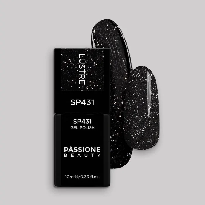 Vernis semi-permanent SP431 Lustre - Vernis semi-permanent noir avec micro-paillettes argent