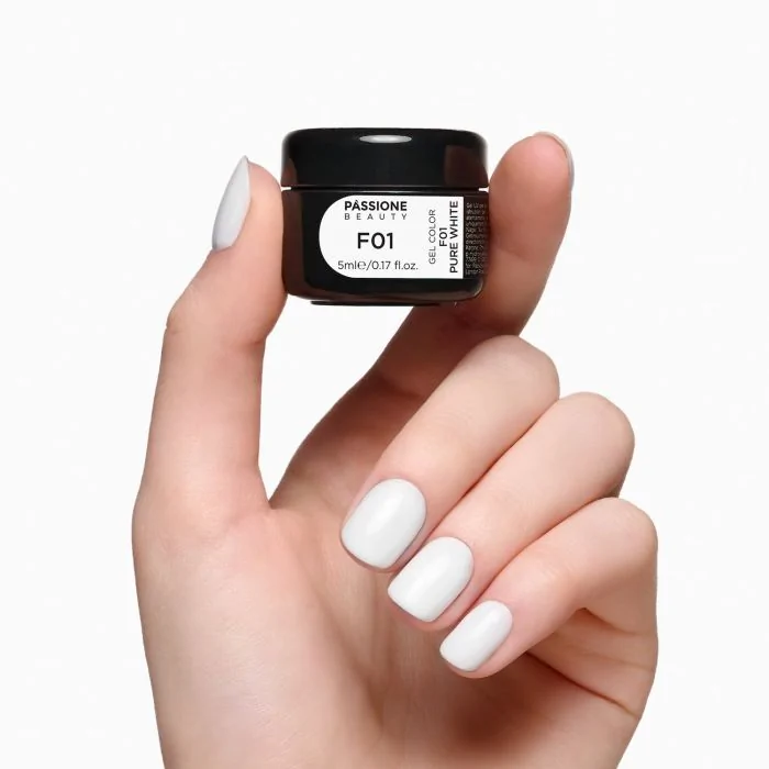 Gel Couleur F01 Pure White - Gel UV coloré auto-scellant blanc - détail 1