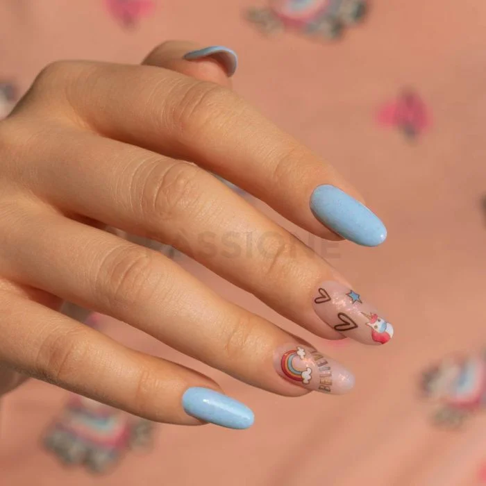 Unicorn - Nail Stickers - Nail sticker with unicorns and rainbows  - detail 1