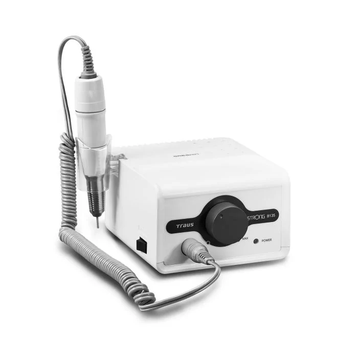 Torno Saeshin Strong B135 con mango 120II blanco - Torno profesional para uñas, para manicura y pedicura estética