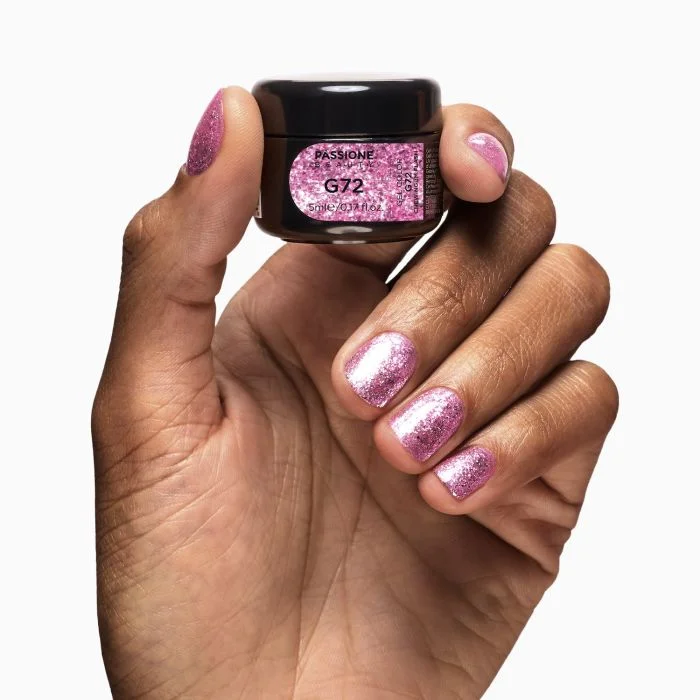 Gel Glitter G72 Chewingum Flash - Gel color fucsia con flakes argento e fucsia - dettaglio 1