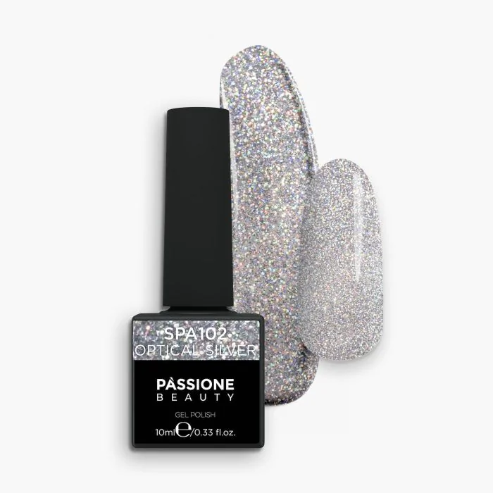 Esmalte Semipermanente EPA102 Optical Silver - Esmalte semipermanente EPA102 Optical Silver, transparente con micro purpurina plateada 