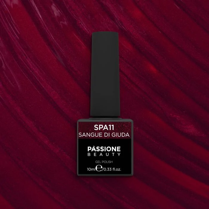 Vernis semi-permanent VSA11 Sangue di Giuda - Vernis semi-permanent bordeaux intense avec paillettes - détail 1