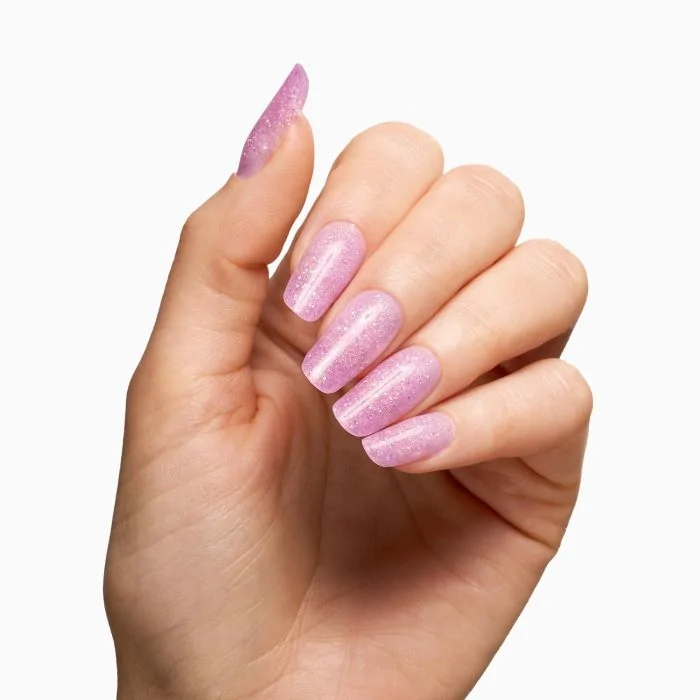 Acrygel® Sparkling Rosè 60 ml - Acrylic Gel Cool Sheer Pink with Gold Micro-glitter and Holographic Sequins - detail 2