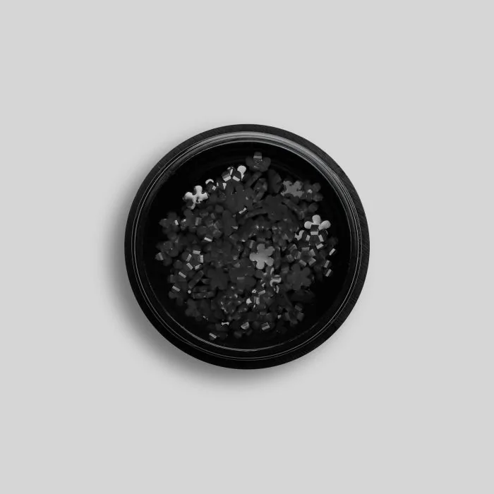 Black Resin Flower - Fleurs 3D en résine pour ongles, couleur noir 
