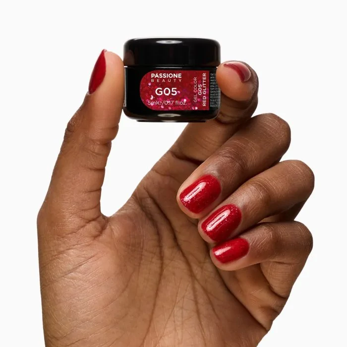 Gel Glitter G05 Red Glitter - Gel color color rojo con purpurina  - detalle 1