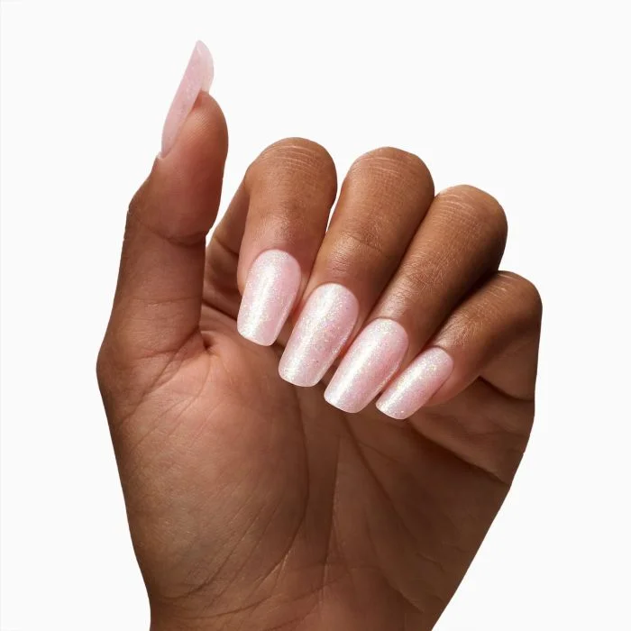Marble Rosè Flakes 15 ml - Gel de construction auto-égalisant rose clair avec flakes et micro-flakes holographiques - détail 1