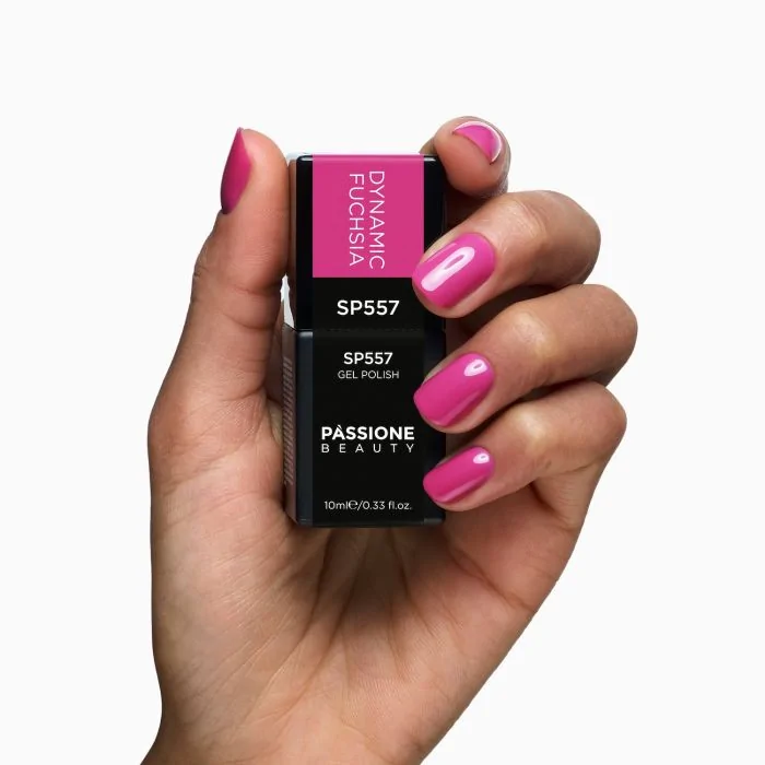Gel Nail Polish SP557 Dynamic Fuchsia - Bright fuchsia gel polish - detail 1