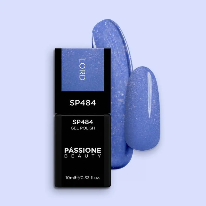 Gel Nail Polish SP484 Lord - Pearlescent Denim Blue Gel Polish with Silver and Blue Micro-glitter