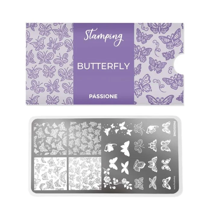 Butterfly - Stamping Plate - Nail stamping plate for nail art with butterflies - detail 1