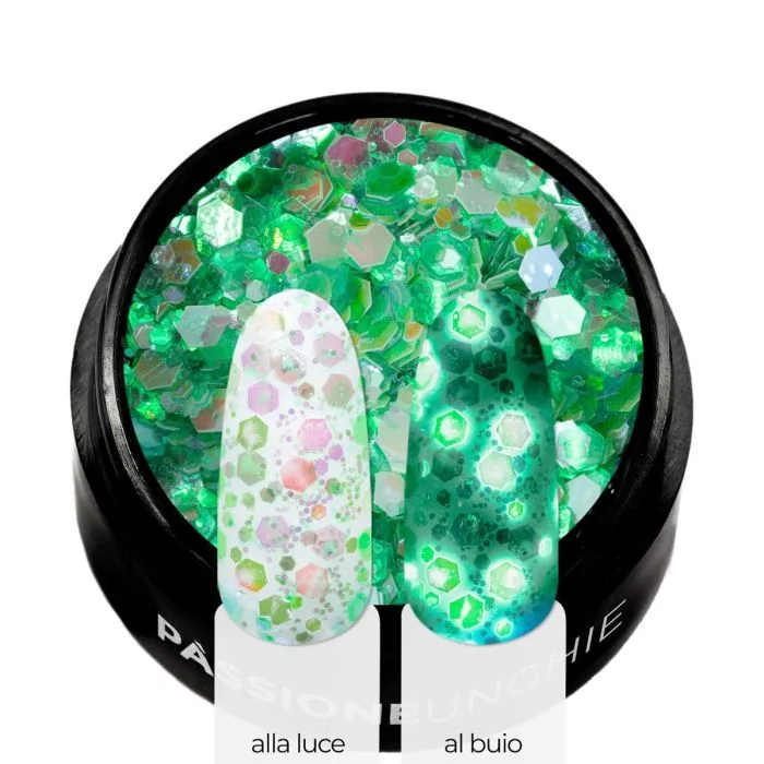 Green Glow Glitter - Opalescent green glitter and sequins