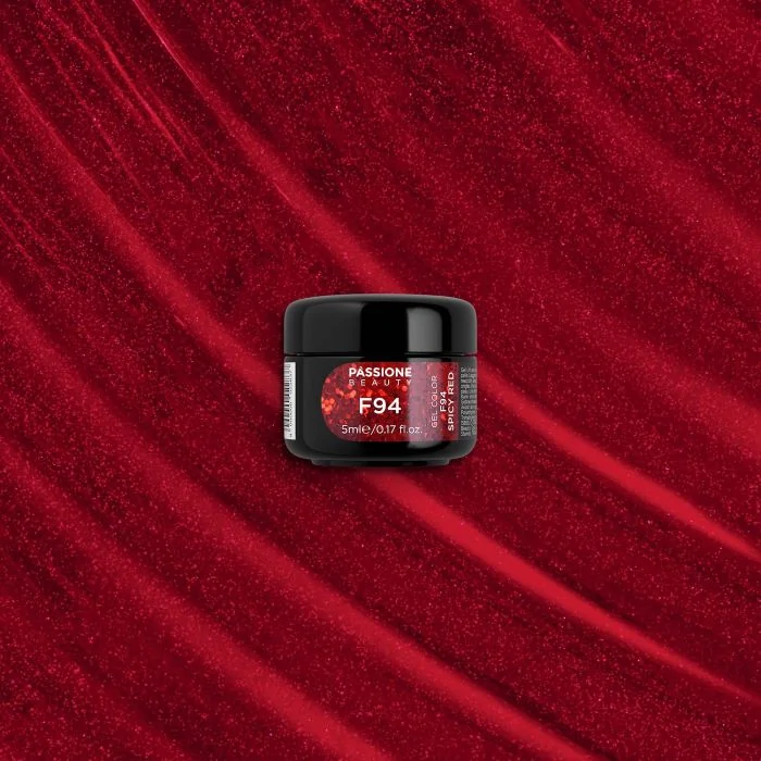 Gel Color F94 Spicy Red - Gel color rojo con micro purpurina autosellador - detalle 1
