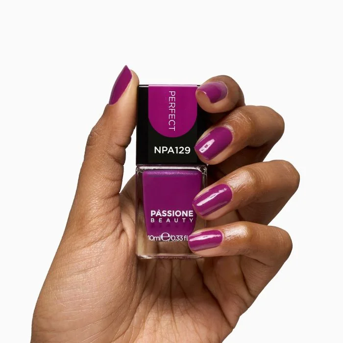 Nagellack NPA129 Perfect - Violett-Nagellack mit Fuchsia-Mikroglitter - Detail 1