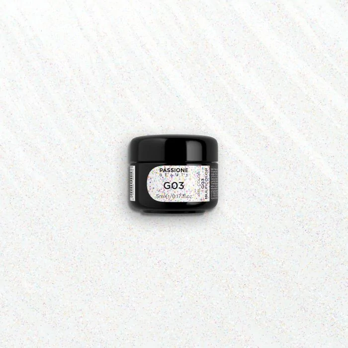 Gel Glitter G03 Multicolor - Gel couleur transparent paillettes arc-en-ciel - détail 1