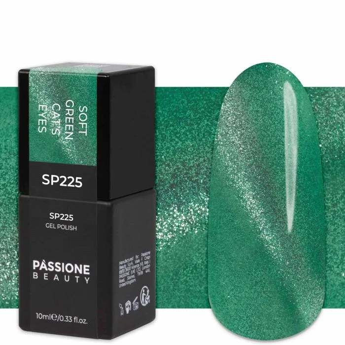 Gel Nail Polish GP225 Soft Green Cat's Eyes  - Shaded Iridescent Green Gel Polish