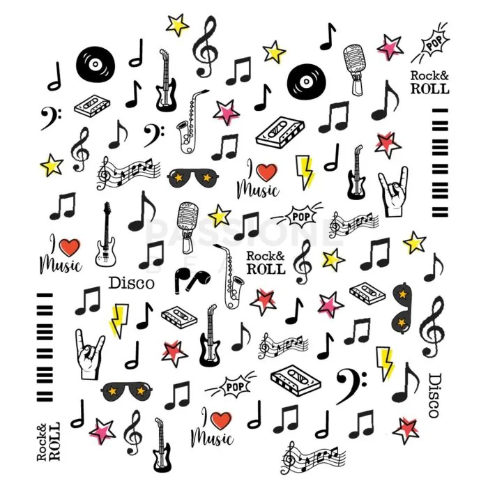 Music - Nail Stickers - Music themed stickers for nail decoration  - detail 1