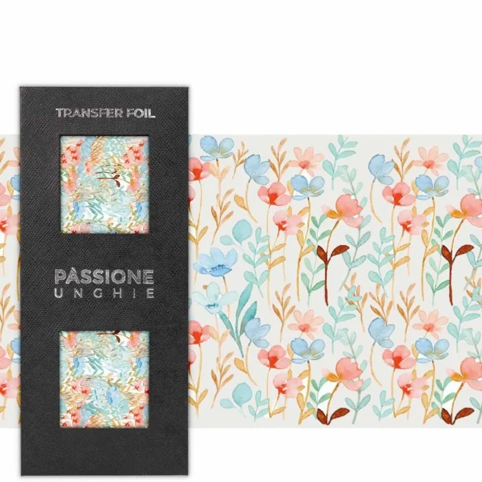 Gentle Flowers - Transfer Foil - Nail Transfer Foil - blue flowers