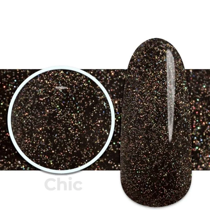 Gel colour A106 Optical Black - Holographic Black Gel Color with Multicolour Glitter