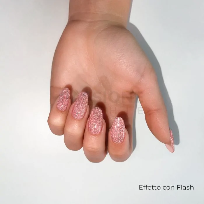 Gel Nail Polish GP377 Divine  - Pinkish Orange Gel Polish with reflective effect - detail 1