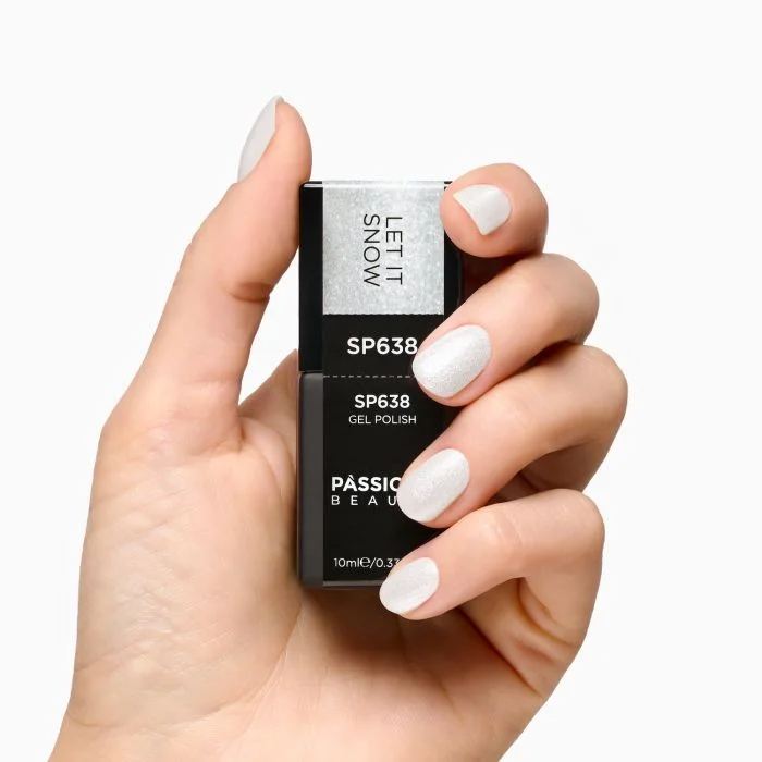 Gel Nail Polish SP638 Let it Snow - Sheer White Gel Polish with Iridescent Micro-glitter - detail 2