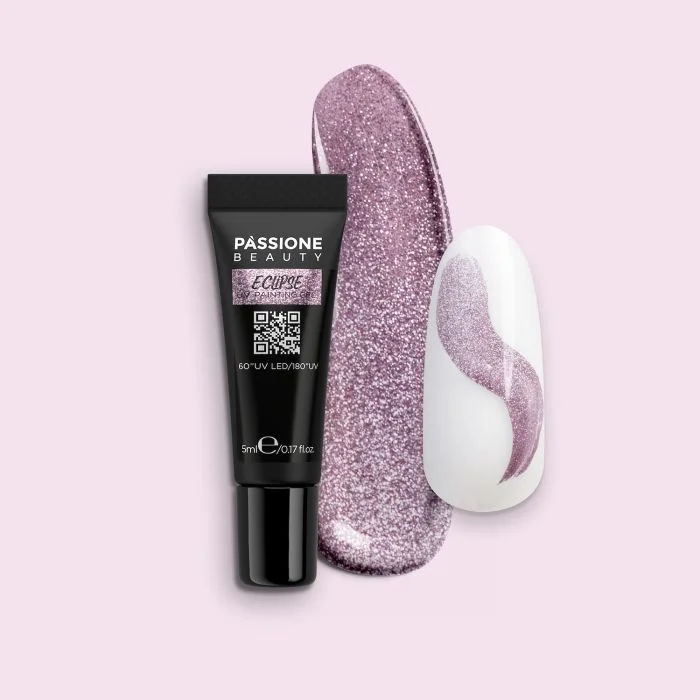 Eclipse UV Painting Gel - Eclipse UV Gel Paint Pink Lilac with Ultra-Fine Silver Micro-Glitter