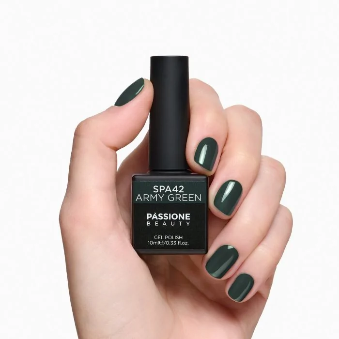 Esmalte Semipermanente EPA42 Army Green - Esmalte semipermanente EPA42 Army Green, camuflaje verde grisáceo - detalle 1