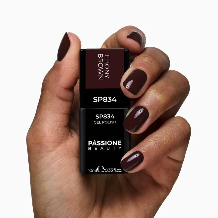 Smalto semipermanente SP834 Ebony Brown - Colore semipermanente marrone scuro - dettaglio 2