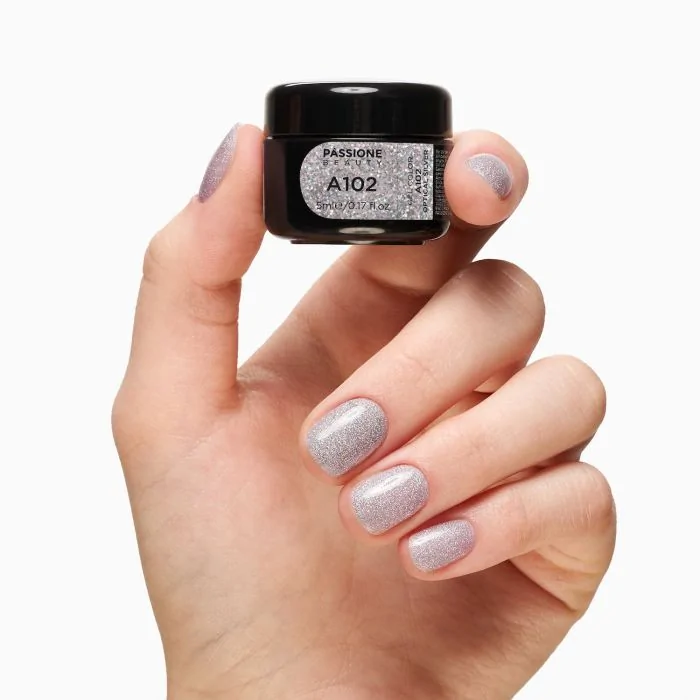 Gel colour A102 Optical Silver - Holo Silver UV Gel Colour  - detail 1