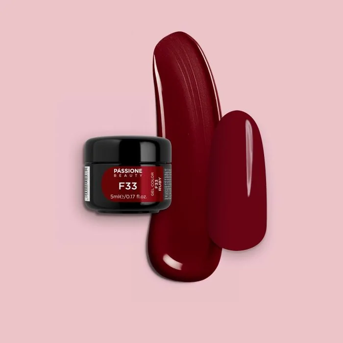 Gel Color F33 Ruby - Gel color rojo rubí autosellante 