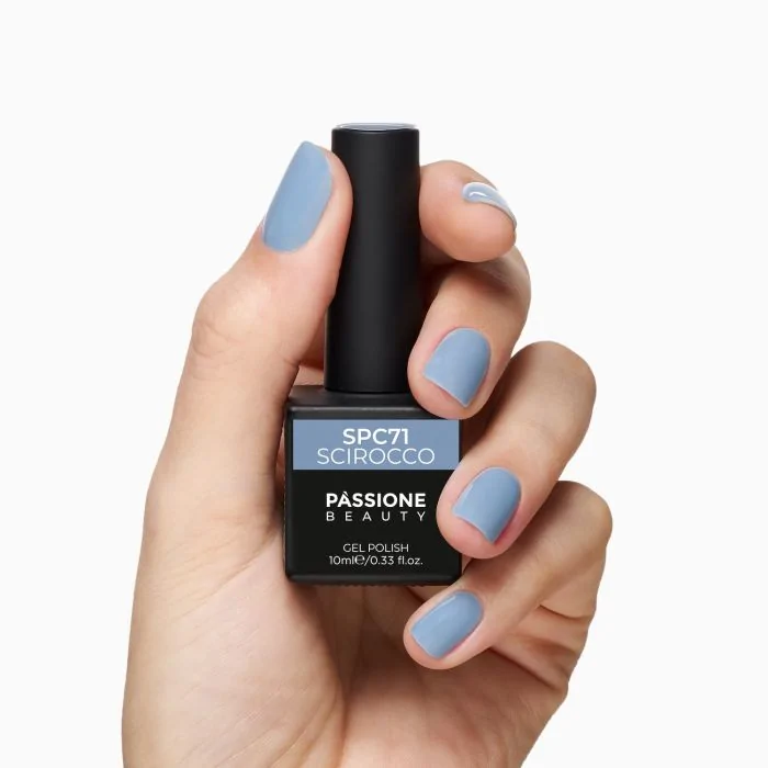UV Nagellack SNC71 Scirocco - UV Nagellack in pastelligem Graublau - Detail 1