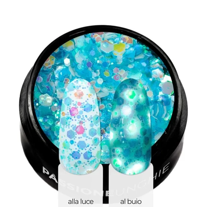 Light Blue Glow Glitter - Opalescent blue glitter and sequins