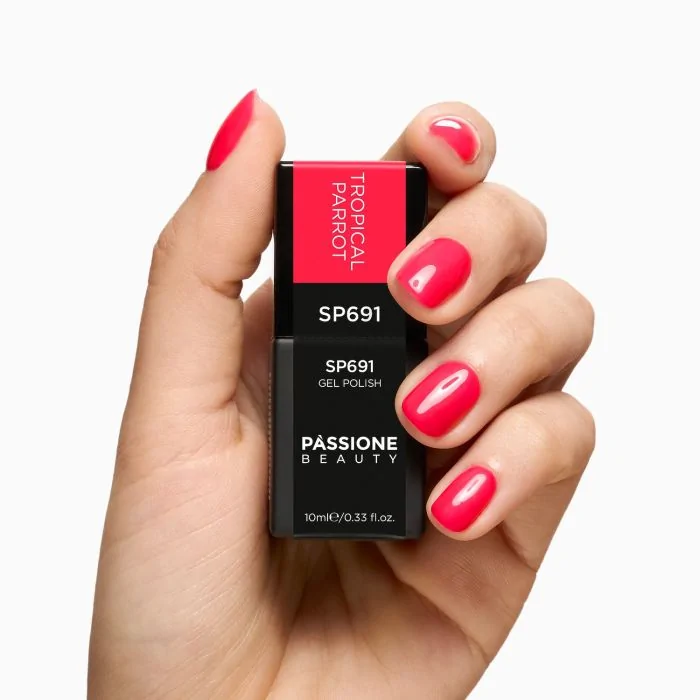 Gel Nail Polish SP691 Tropical Parrot - Fluorescent Fuchsia-Orange Gel Polish - detail 2