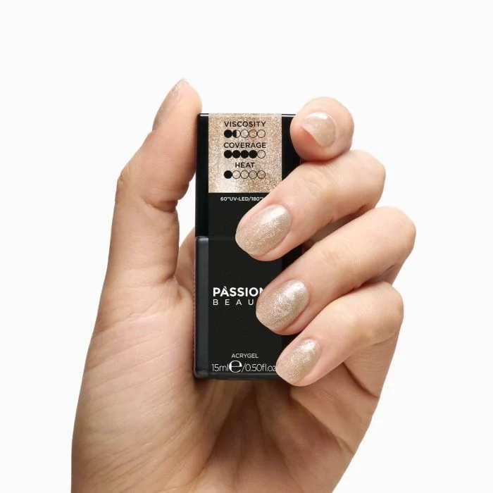 Liquid AcrilGel® Gold 15ml - Constructor autonivelante de baja viscosidad oro con micropurpurina plateada - detalle 1