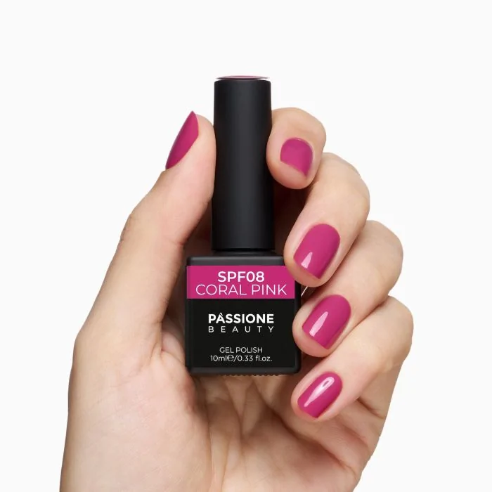 UV Nagellack SNF08 Coral Pink - UV Nagellack in dunklem Magenta - Detail 1