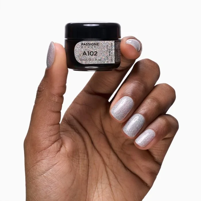 Gel colour A102 Optical Silver - Holo Silver UV Gel Colour  - detail 2