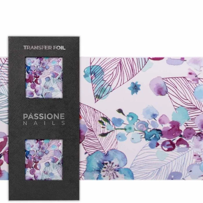 Watercolor Flowers - Transfer Foil - Nail Transfer Foil - Fuchsia and Turquoiseexotic flowers - detail 1