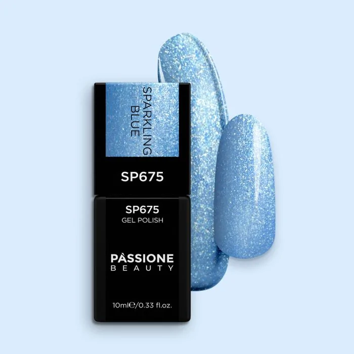 Gel Nail Polish SP675 Sparkling Blue - Glittery Light Blue Gel Polish