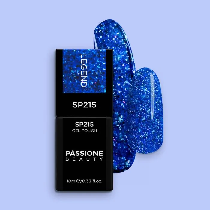 Gel Nail Polish GP215 Legend  - Electric Blue Gel Polish with glitter