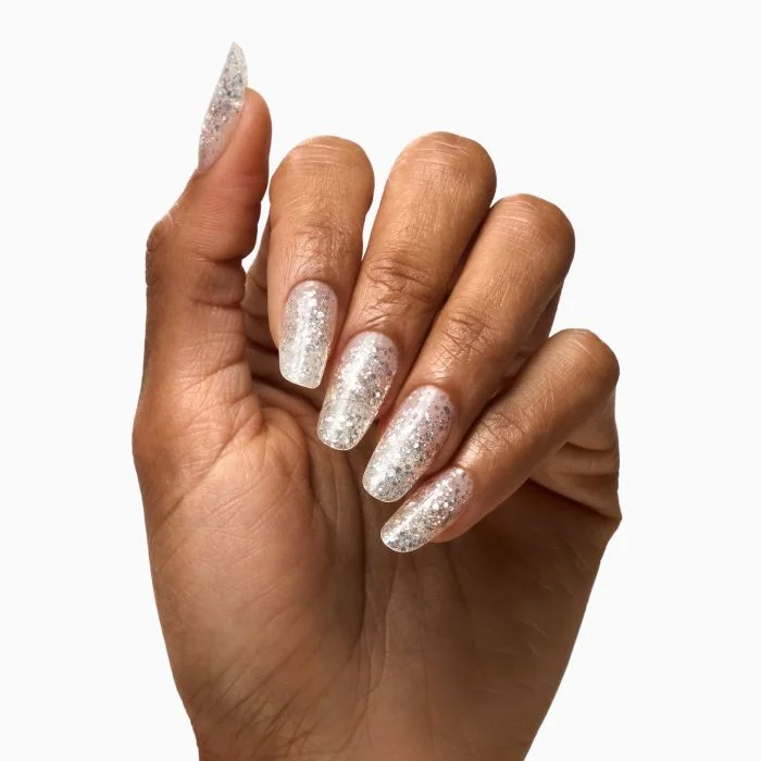 Builder Gel Frosty Silver 50 ml - Clear builder gel with silver sequins for nail overlays and reconstructions - detail 1