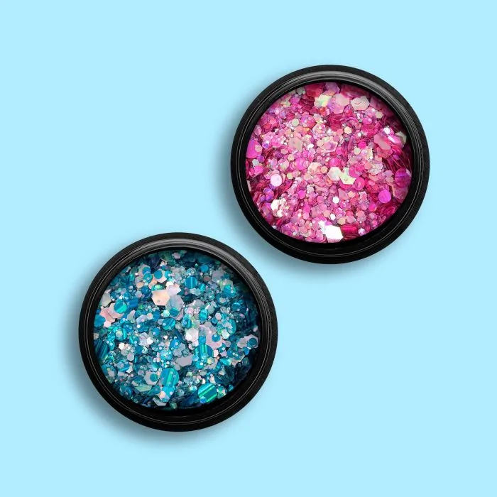 Neptune Glitter Mix - Blue and Fuchsia Glitter Mix for nail art