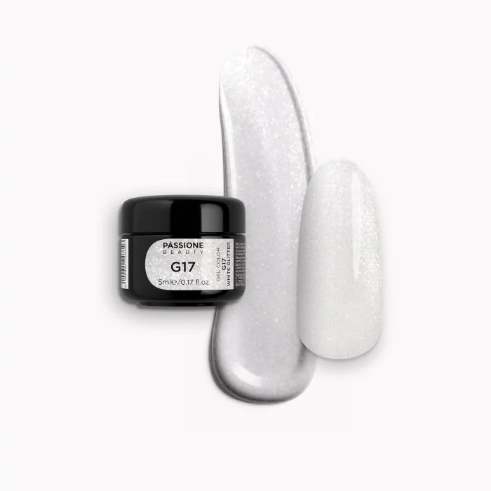 Gel Glitter G17 White Glitter - Gel couleur pailleté blanc perlé