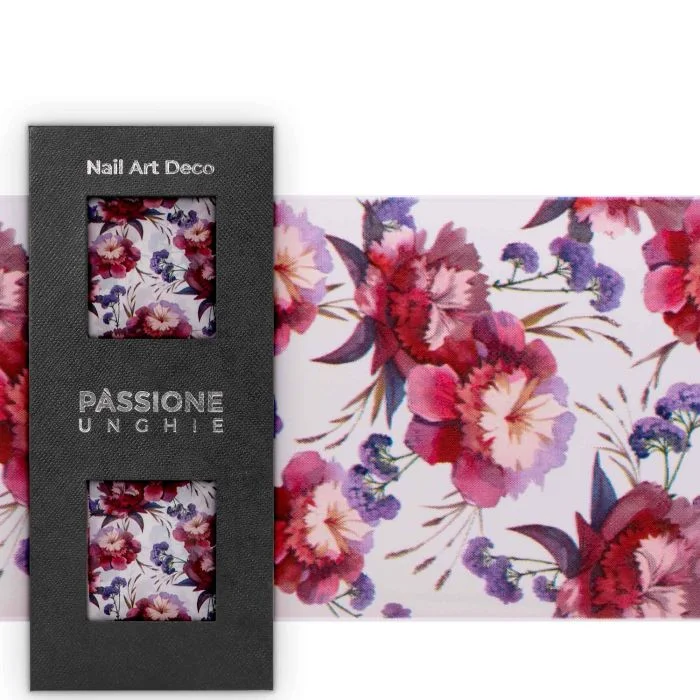 Autumn Flowers - Transfer Foil - Nail Transfer Foil – red, blue and violetflowers