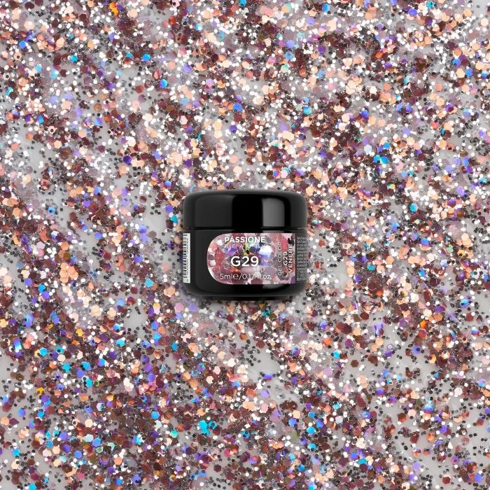 Gel Glitter G29 Venere - Gel couleur pailleté effet arc-en-ciel - détail 2