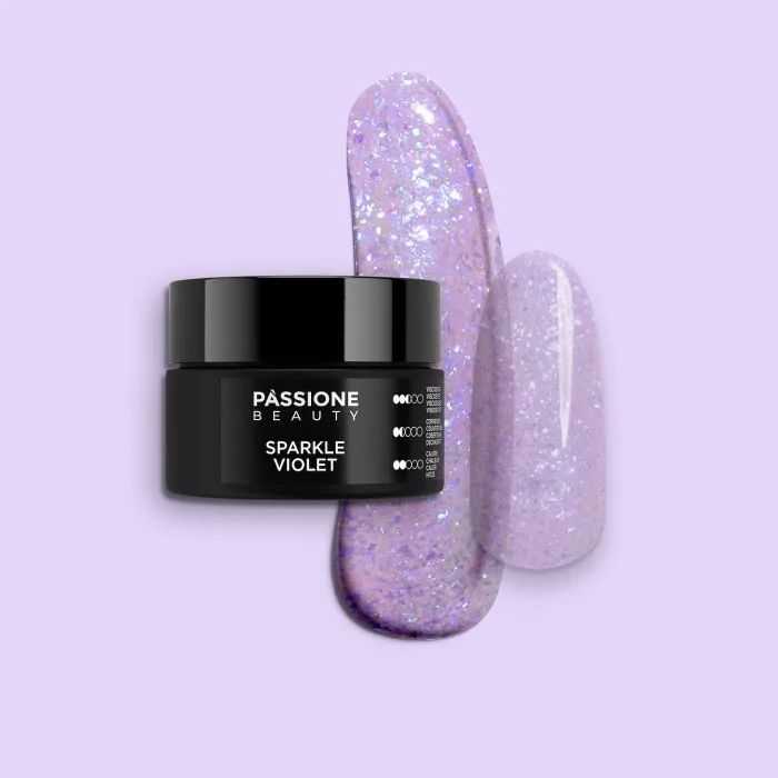 Sparkle Violet 15 ml - Builder gel autonivelante violeta con purpurina violeta y azul muy brillante