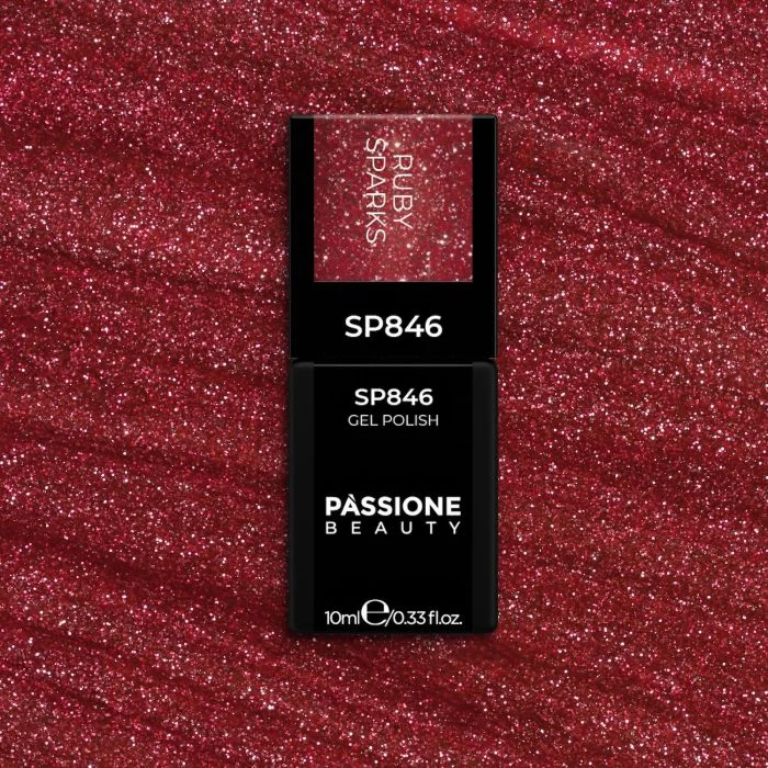 Smalto semipermanente SP846 Ruby Sparks - Colore semipermanente rosso glitterato - dettaglio 1