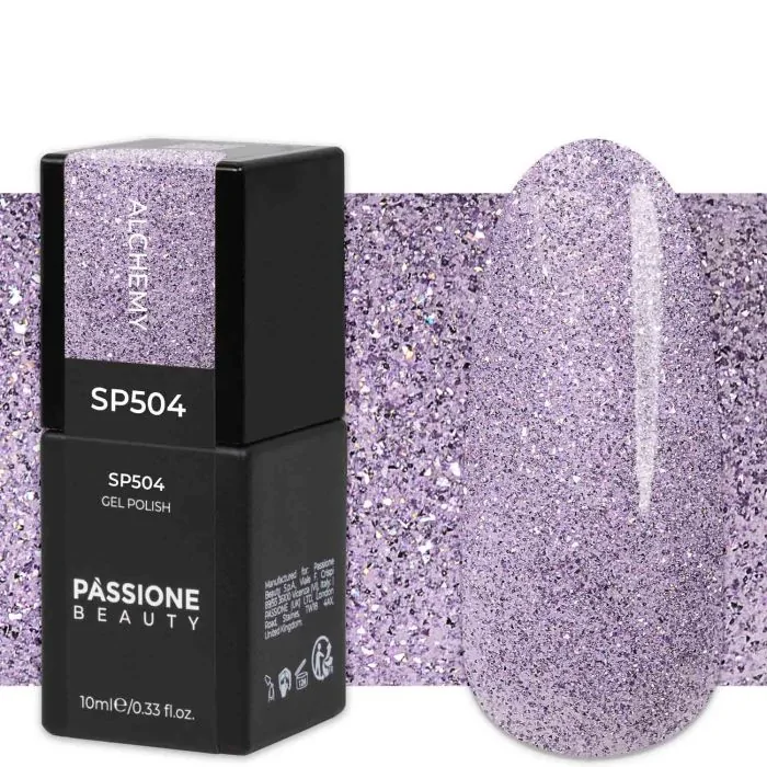 Gel Polish SP504 Alchemy - Glitter Violet Gel Polish withreflective effect